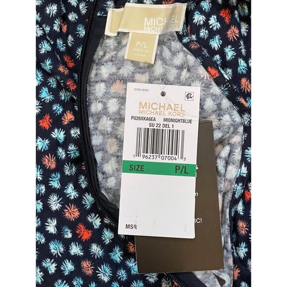 MICHAEL KORS Womens Blue Pocketed Zippered Tie Belt Sleeveless Jumpsuit - Picture 5 of 5